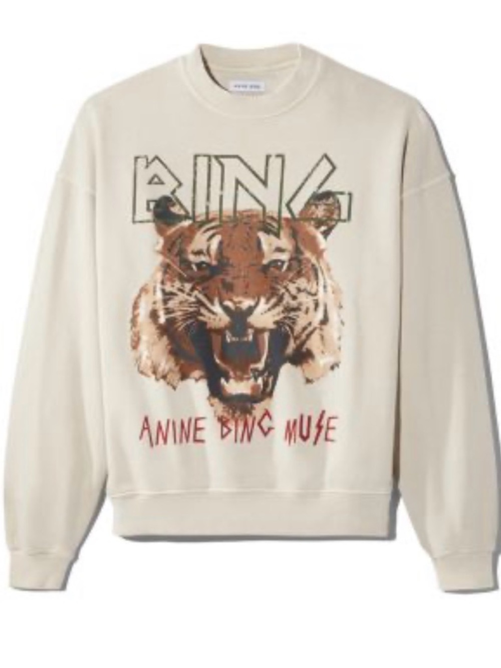 Anine Bing Light Beige Sweatshirt with Blue Accent Nail